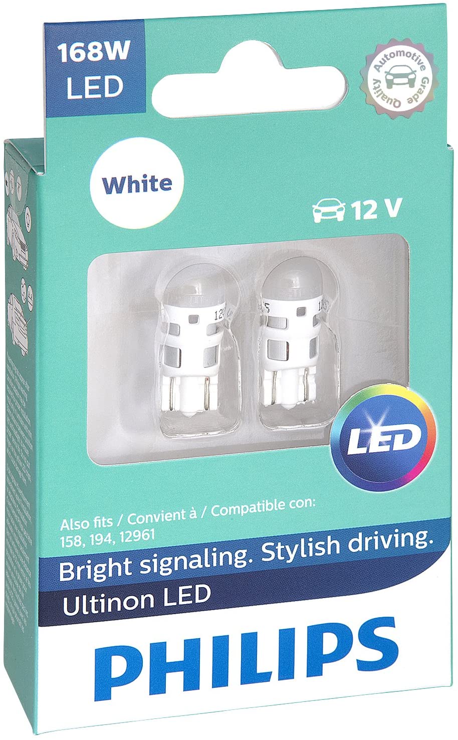 Philips 168WLED Ultinon LED Bulb (White), 2 Pack