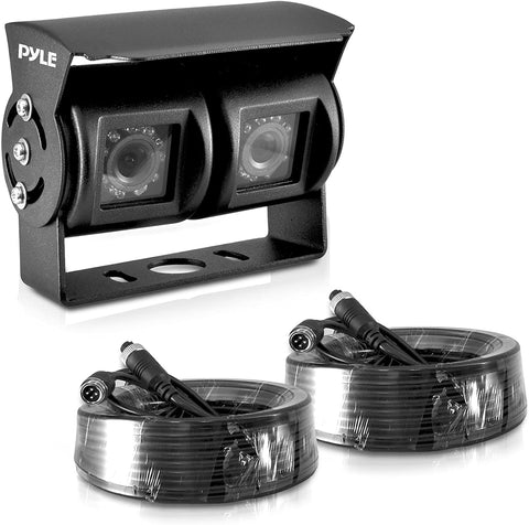 Pyle PLCMTR26 Dual Weatherproof Rearview Backup Camera for Bus, Truck, Trailer and Van (IR Night Vision, Waterproof, Commercial Grade, DC 12-24V)