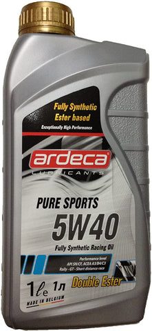 Ardeca Pure Sports 5w-40 Double Ester Racing Oil 12 x 1 Lt case Made in BELGIUM