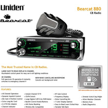 Uniden BEARCAT 880 CB Radio with 40 Channels and Large Easy-to-Read 7-Color LCD Display with Backlighting, Backlit Control Knobs/Buttons, NOAA Weather Alert, PA/CB Switch, and Wireless Mic Compatible