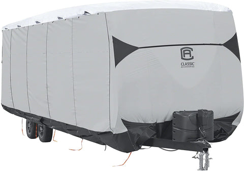 Classic Accessories Over Drive SkyShield Deluxe Travel Trailer Cover, Fits 27' - 30' Trailers - Water Repellent RV Cover (80-387-101801-EX)