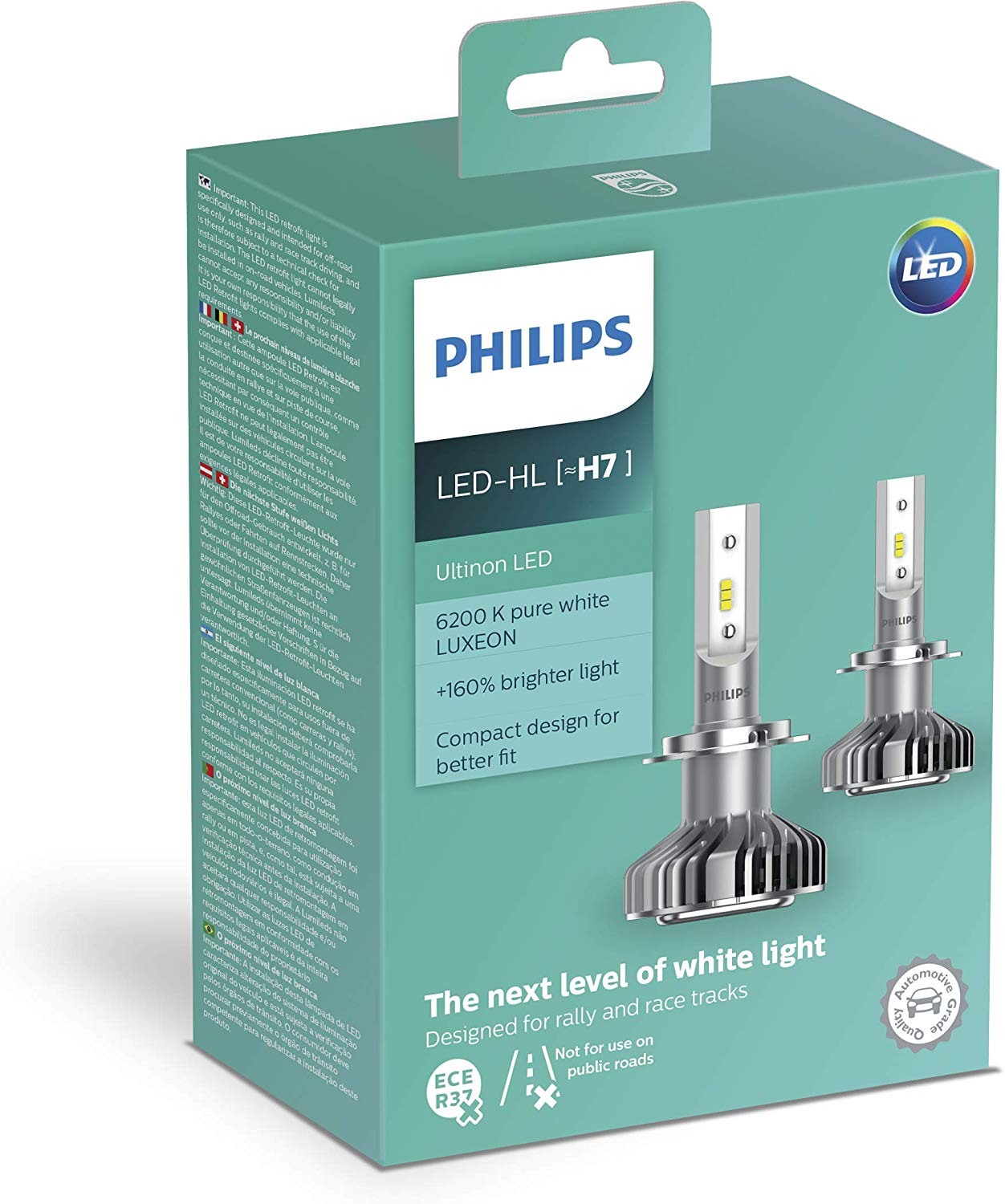 PHILIPS Ultinon LED H7 Bulbs Set of 2X Bulbs 6200K +160% PX26d 11972ULX2