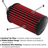 AEM 21-2028BF Universal DryFlow Clamp-On Air Filter: Round Tapered; 2.75 in (70 mm) Flange ID; 8 in (203 mm) Height; 6 in (152 mm) Base; 5.5 in (140 mm) Top