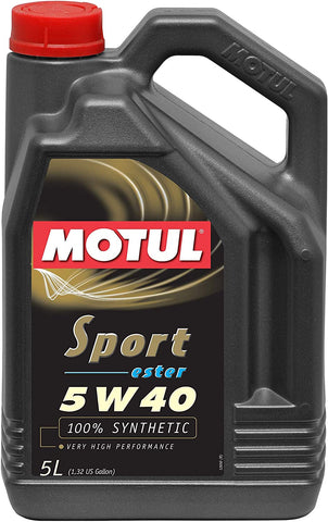 Motul 105700 Sport 5W40 Synthetic Engine Oil 5-Liter, 169.05 Fluid_Ounces