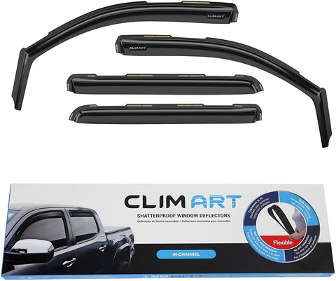 CLIM ART in-Channel Incredibly Durable Rain Guards for Chevrolet Silverado 14-18 Crew Cab, Original Window Deflectors, Vent Deflector, Vent Window Visors, Dark Smoke Truck Accessories, 4 pcs. - 614003