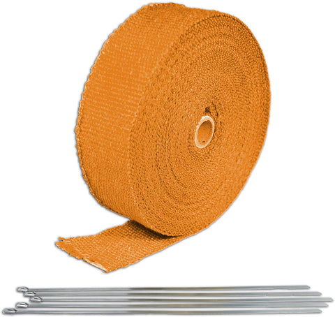 Orange Turbo Manifold Heat Exhaust Thermal Wrap Tape & Stainless Ties 2