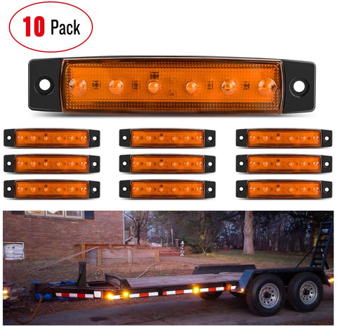 Nilight TL-14 10PCS 3.8” 6 Amber Indicator Rear Side Truck Trailer RV Cab Boat Bus Lorry LED Marker Clearance Light, 2 Years Warranty