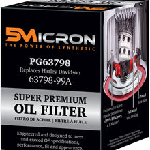 5Micron PG63798 Full Synthetic Oil Filter | Compatible with 1997-02 Buell M2 Cyclone, M2L Cyclone, 1996-98 S1 Lightning, 1995-96 S2 Thunderbolt, 1996 S2T Thunderbolt, 2012-16 Harley Davidson FLD Switchback