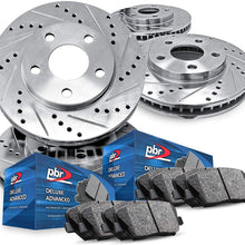 Full Kit PBR AXXIS Silver Drill/Slot Brake Rotors + Deluxe Advanced Ceramic Pads