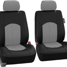FH Group PU008102 Highest Grade Faux Leather Seat Covers (Gray) Front Set – Universal Fit for Cars Trucks & SUVs