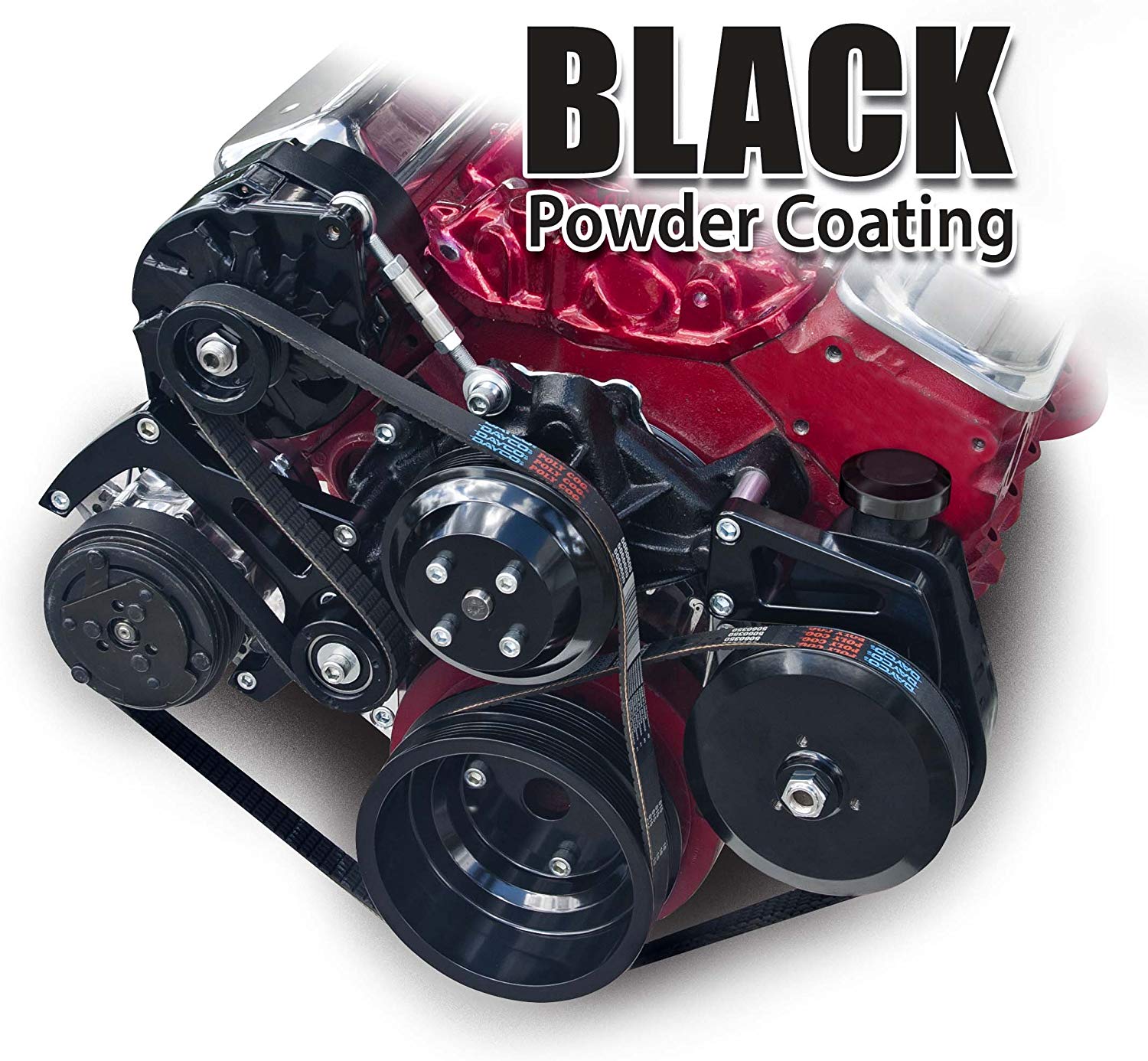 March Performance 21695-08 Billet Aluminum Black Powder Coated Sport Track Long Water Pump