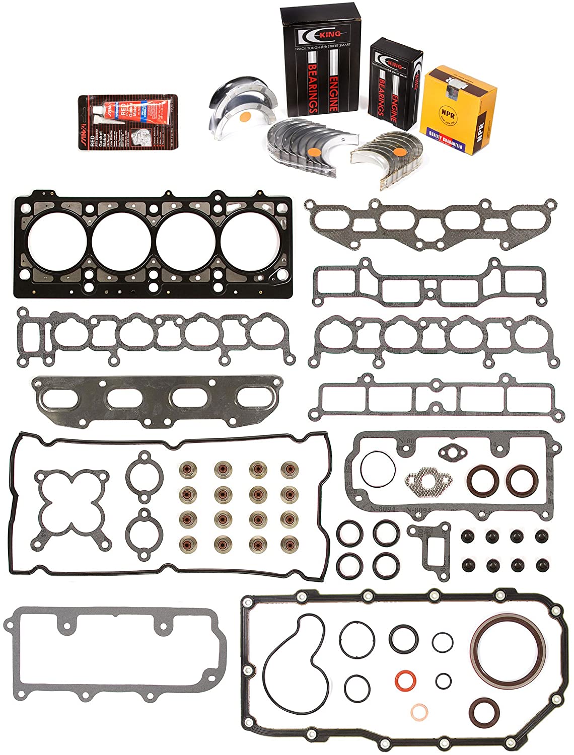 Evergreen Engine Rering Kit FSBRR5020EVE��� Compatible With 96-99 Mitsubishi Eagle Dodge Non-Turbo 2.0 420A Full Gasket Set, Standard Size Main Rod Bearings, Standard Size Piston Rings (Pistons Standard Main Standard | Rod Standard)