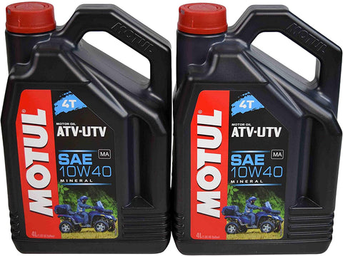 Motul 105879 4T 10W40 Motor Oil for 4 Stroke ATV/UTV Engines 4L/4.22 Quarts (2) Pack
