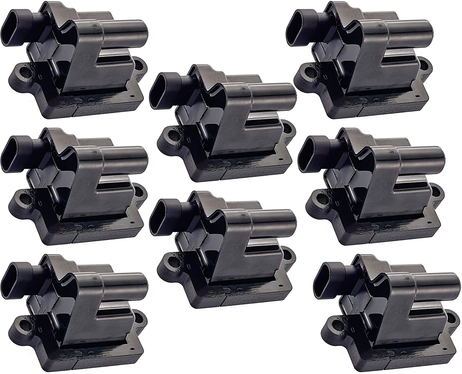 ENA Square Ignition Coils 8 Pack Compatible with 99-09 Cadillac Escalade Chevy Avalanche Silverado Suburban Tahoe GMC Topkick Savanna Sierra Yukon 4.8L 5.3L 6.0L 8.1L H6T55171ZC 3859078 C1208 UF-271 (8)