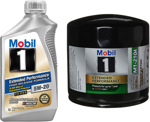 Mobil 1 Extended Performance High Mileage Formula Motor Oil 5W-20, 1-Quart, Single Bundle M1-210A Extended Performance Oil Filter