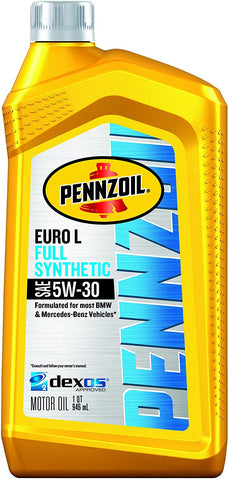 Pennzoil 550051126-6PK Platinum Euro Full Synthetic 5W-30 Motor Oil, 1 Quart, 192. Fluid_Ounces, 6 Pack