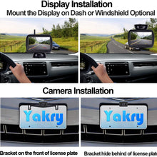 Yakry Y25 HD Digital Wireless Backup Camera System 5 Inch Monitor Hitch Rear View License Plate Camera for Trucks,Vans,Campers,Cars,SUVs Front View Camera Kit Guide Lines DIY Settings