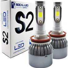 SOCAL-LED 2x S2 Automotive H11 H8 LED Headlight Bulbs Conversion Kit Bright 72W COB Chip 6000K Xenon White