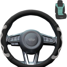 FH Group FH2010 Universal Leather Car Steering Wheel Cover (Gray) with Gift – Universal Fit for Cars Trucks & SUVs
