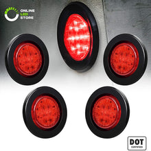 4pc 2.5" Red Round Trailer LED Marker Lights [DOT Approved] [Reflector Lens][13 LED] [Grommet] [Flush-Mount] [Waterproof IP67] Marker Lights for Trailer Truck