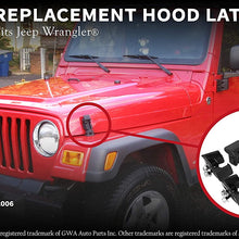 Hood Latches Set of 2 - Replaces 55176636AD, 68038118AA, 42422 - Fits 1997, 1998, 1999, 2000, 2001, 2002, 2003, 2004, 2005, 2006 Jeep Wrangler TJ - Hold-Down Hook Latch Pair - Year Models 1997-2006