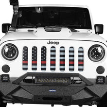 Hooke Road US Flag Front Grille Insert Deflector Guard for 2007-2018 Jeep Wrangler JK & Unlimited - Thin Red