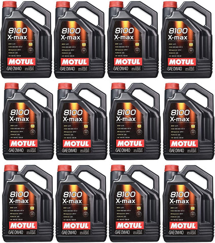 Motul 104533 Set of 12 8100 X-Max 0W-40 Motor Oil 5-Liter Bottles