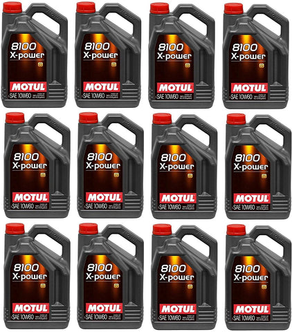 Motul 106144 Set of 12 8100 X-Power 10W-60 Motor Oil 5-Liter Bottles