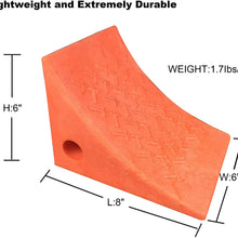 RV Leveling Blocks Wheel Tire Plastic Chocks, Best Heavy Duty Vehicle Wedge Design and Garage Grip Bottom for Travel Trailers, Camper, Truck, Car and ATV Orange 2 Pack