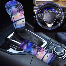 GLENLCWE Sunflower Blue Background Car Steering Wheel Cover Gear Shift Knob Cover & Handbrake Cover Four Seasons Universal 3-Piece Set