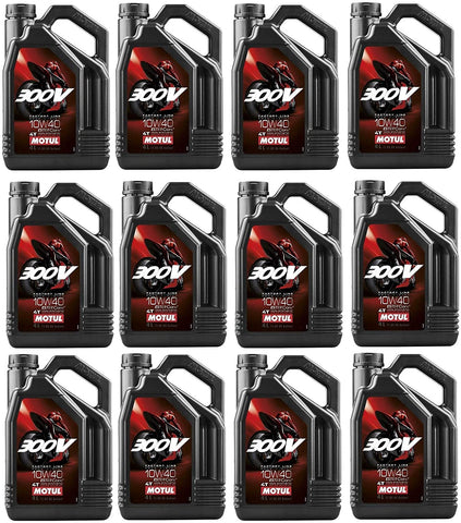 Motul 104121 Set of 12 300V Road Racing 10W-40 Motor Oil 1-Gallon Bottles