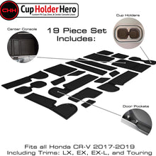 CupHolderHero for Honda CR-V 2017-2019 Custom Liner Accessories – Premium Cup Holder, Console, and Door Pocket Inserts 19-pc Set (Solid Black)