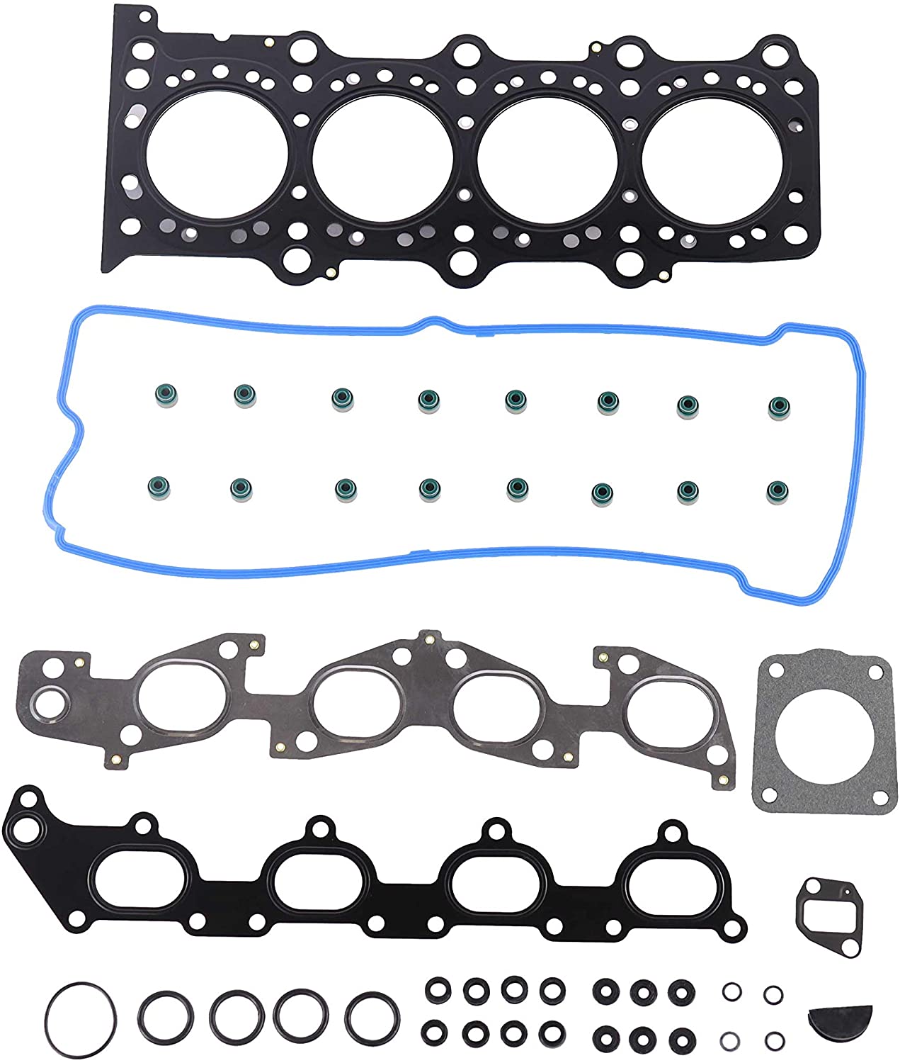 DNJ HGS520 Head Gasket Set For 1996-2003 Chevrolet, Suzuki Aerio, Esteem, Sidekick, Tracker, Vitara 1.8L, 2.0L DOHC L4 16V 122cid, 1790cc, 1840cc, 2000cc VIN C