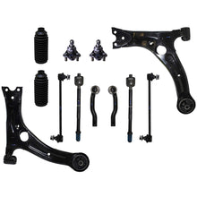 PartsW 12 Pc Front Suspension Kit for Toyota Corolla 2003-2008 / Tie Rod End & Ball Joints, Sway Bars, Lower Control Arms, Rack and Pinion Bellow Boot