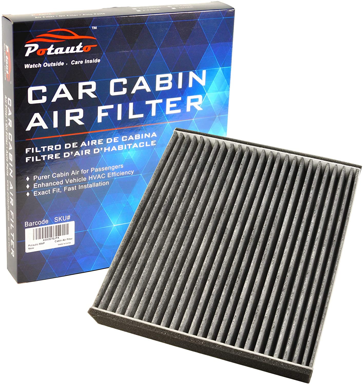 POTAUTO MAP 1016C (CF10562) Activated Carbon Car Cabin Air Filter Compatible Aftermarket Replacement Part (Upgraded with Active Carbon)