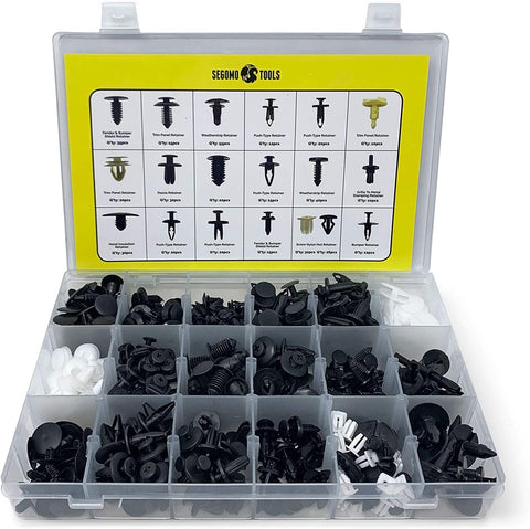 Segomo Tools 435 Piece Car Retainer, Plastic Fastener, Body Panel & Trim Clips Kit - PFK435