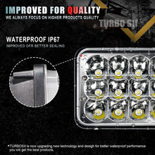 TURBOSII DOT Approved 4X6 LED Headlight Assemblies Hi/Lo Sealed Beam Replace H4651 H4656 Bulb Headlamps for KW Kenworth T600 W900 T800 Truck Peterbilt 379 Chevy S10 Blazer RV Freightliner Semi 4PCS