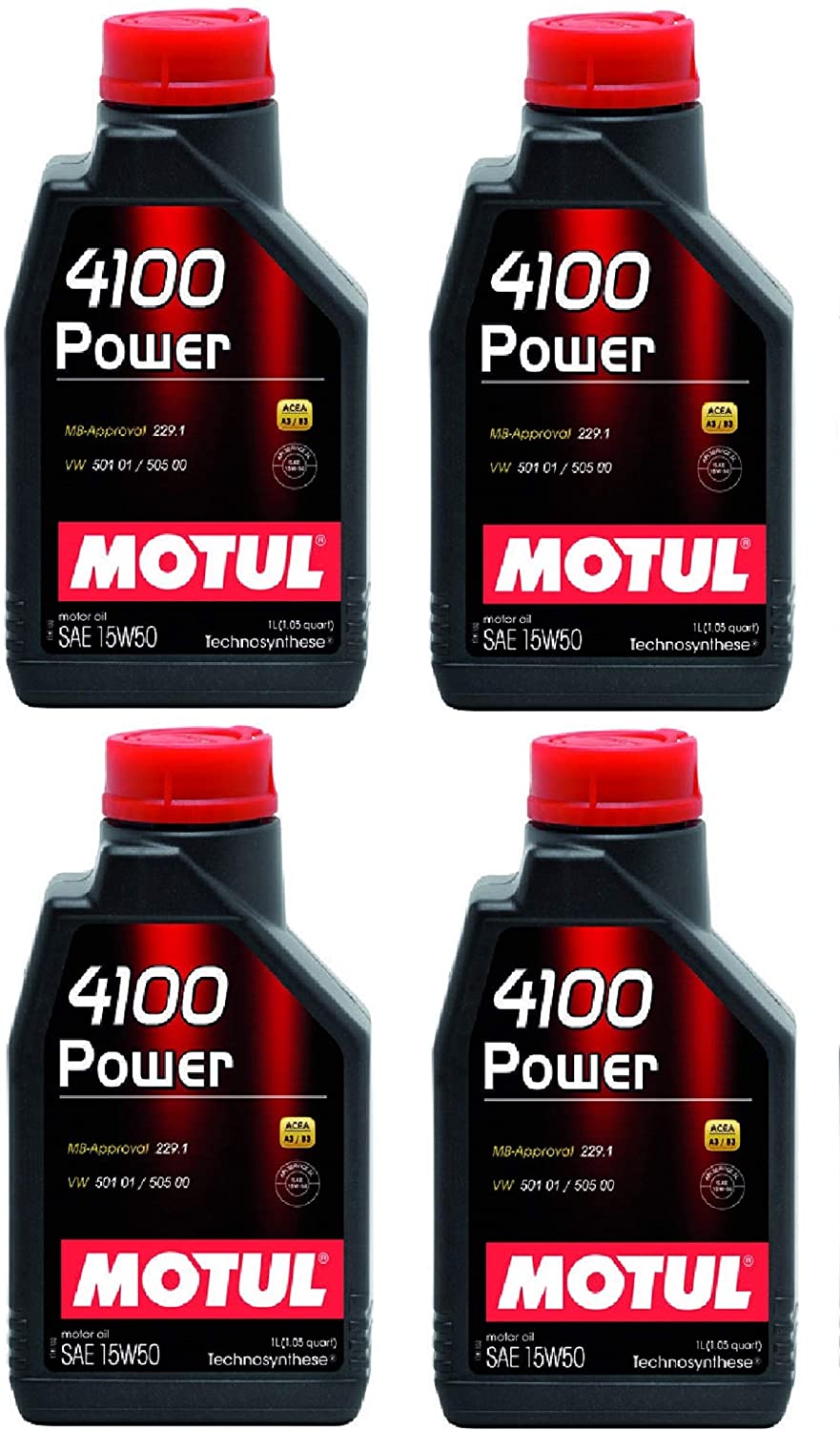 Motul 102773 Set of 4 4100 Power 15W-50 Motor Oil 1-Liter Bottles