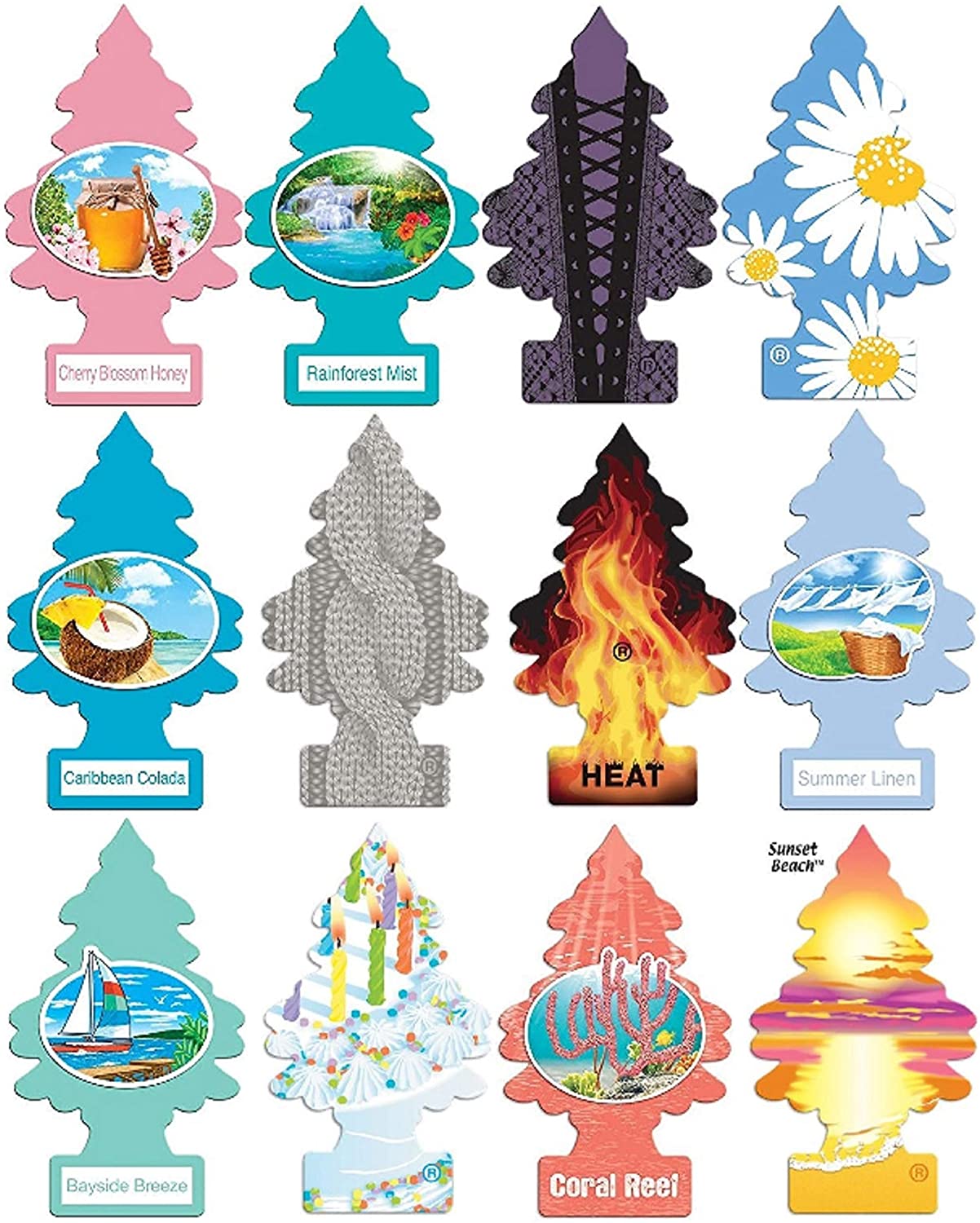 Little Trees Home and Car Air Fresheners 12 Pack Vacation Pack Ultra Rare Scents