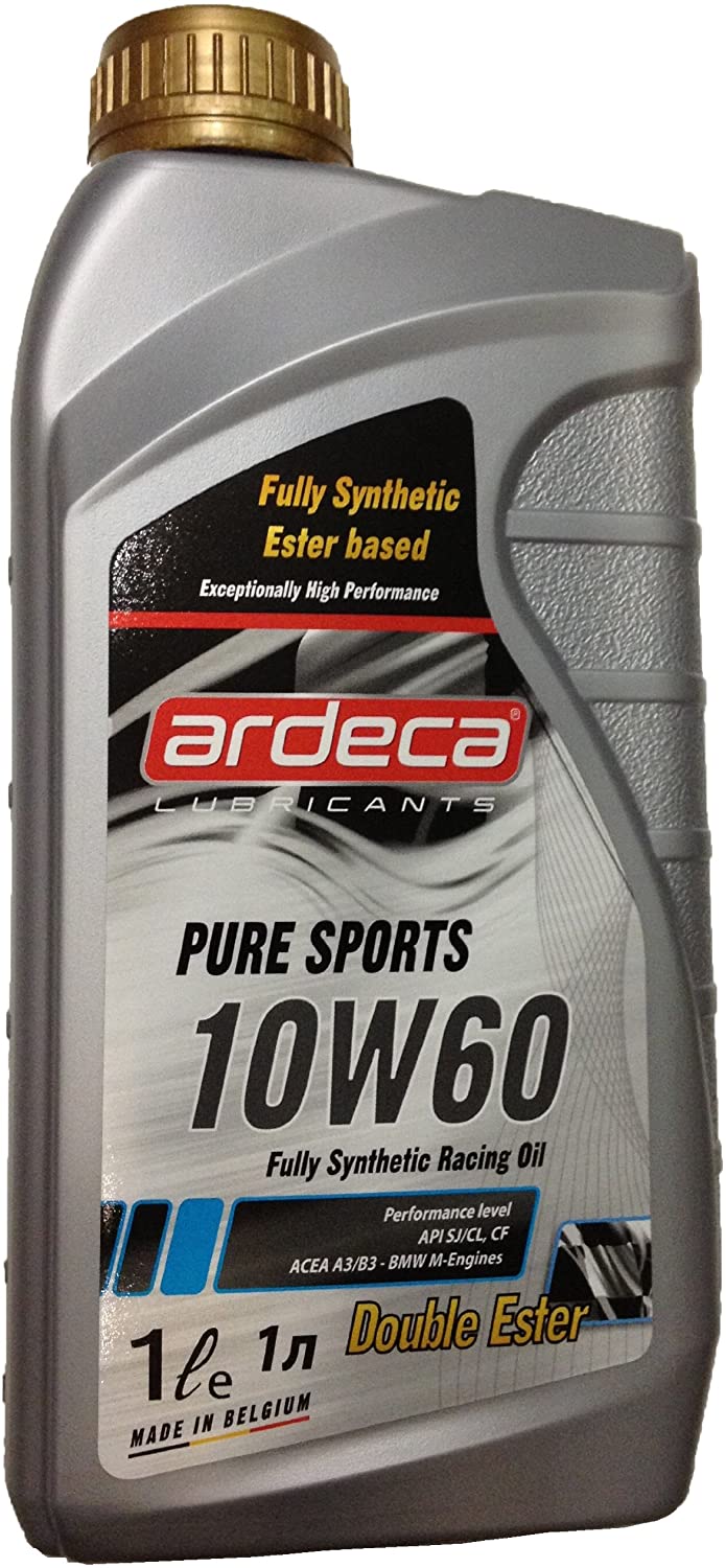 Ardeca PURE SPORTS 10w60 DOUBLE ESTER Fully Synthetic Racing Motor Oil Case of 12x1L Made in BELGIUM