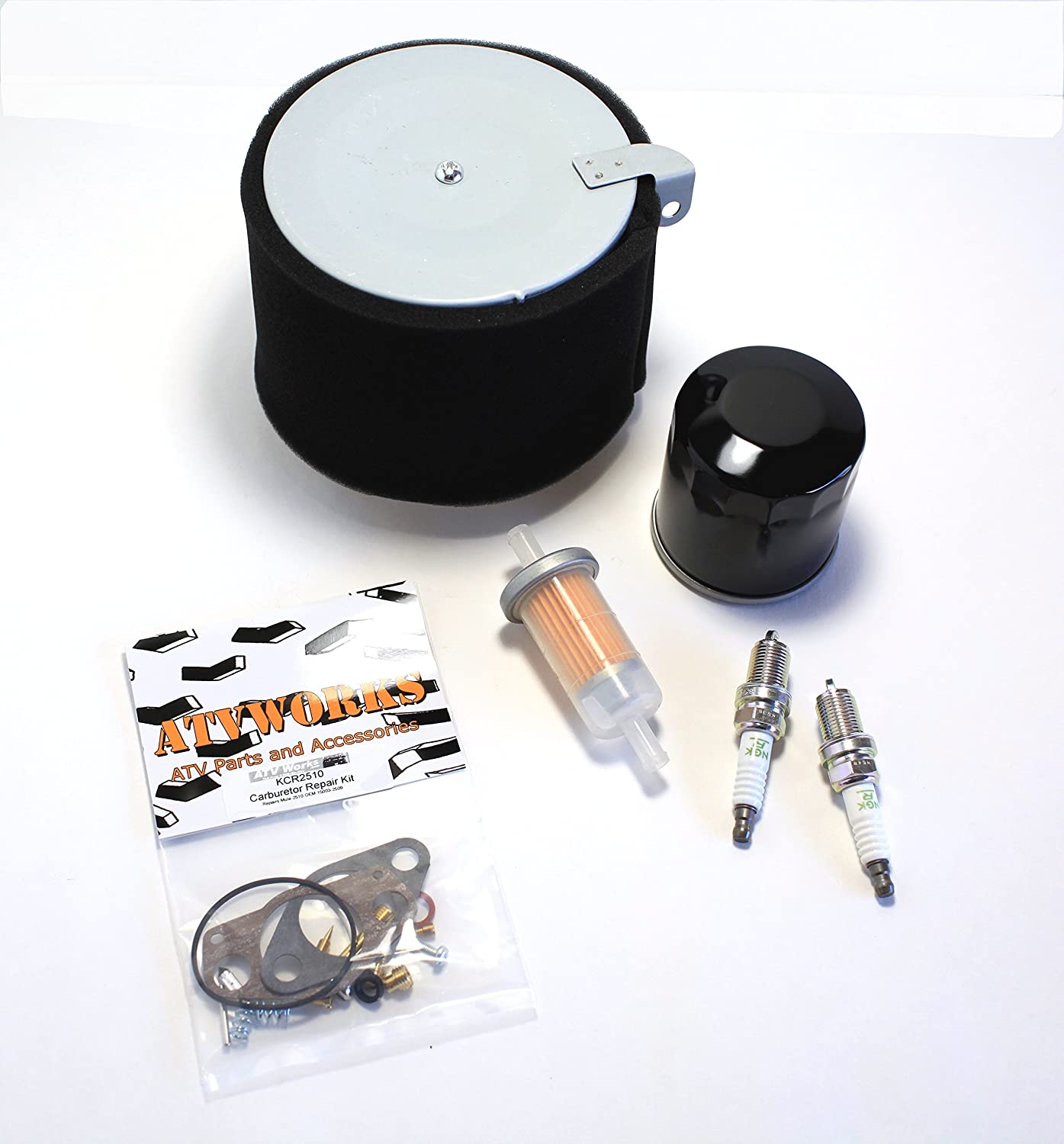 Kawasaki Gas Mule 2500/2510 / 2520 Tune Up Kit (Carburetor Rebuild Kit, Air, Oil, Fuel Filter, 2 Spark Plugs)