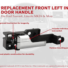 Front Left Interior Door Handle Chrome - Fits Ford Fusion 2006-2012, Lincoln MKZ 2007-2012, 2006 Lincoln Zephyr, 2006-2011 Mercury Milan - Replaces 6E5Z 5422601-A, 81702, 6E5Z5422601A, 92813