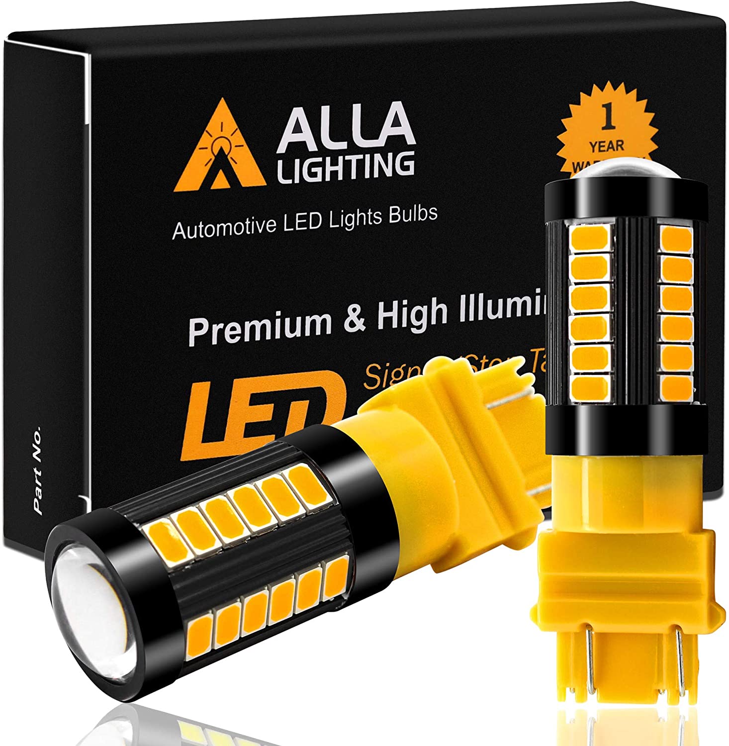 Alla Lighting 2800lm T25 3156 3157 LED Bulbs Xtreme Super Bright Reverse, Signal, Brake Stop Tail Lights 3056 4057 4157 3457K 3057 5730 33-SMD, 6000K Xenon White