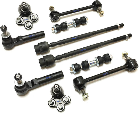 PartsW 10 Pc Front & Rear Suspension Kit for Chevrolet Impala 2004-2013 Impala Limited 2014-2015 Pontiac Grand Prix 1997-2003 Inner & Outer Tie Rod Ends Lower Ball Joints Sway Bar End Links