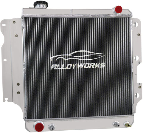 ALLOYWORKS 3 Row All Aluminum Radiator For 1987-2006 Jeep Wrangler TJ YJ 2.4L 2.5L 4.0L 4.2L 2001 2002 2003 2004 2005 PRO