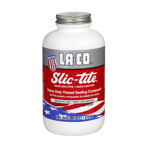 LA-CO 42019 Slic-Tite Premium Thread Sealant Paste with PTFE, -50 to 500 Degree F Temperature, 1/2 pt Jar with Brush in Cap