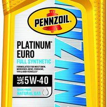 Pennzoil 550051120-6PK Platinum Euro Full Synthetic 5W-40 Motor Oil, 1 Quart, 6 Pack