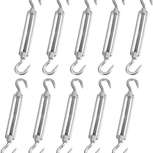 X AUTOHAUX 10pcs Car 304 Stainless Steel Hook and Hook Turnbuckle Wire Rope Tension Replacement Silver Tone