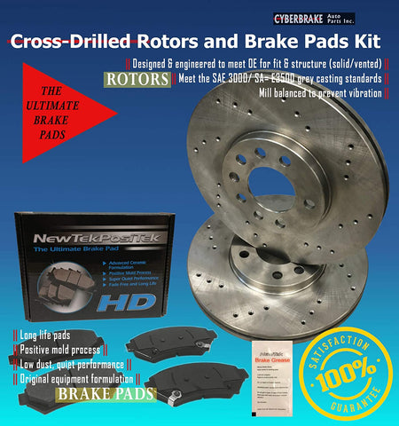 DK1604-8D Rear Drilled Rotors and Ultimate HD Ceramic Brake Pads Kit
