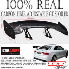 ICBEAMER JDM GT Style 57" 100% Real Carbon Fiber Spoiler Wing Universal Fit Rear Trunk Coupe Sport Sedan